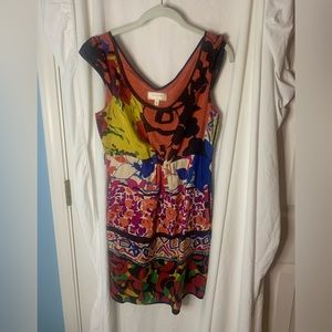 Moulinette souers floral multi colored graphic print silk dress